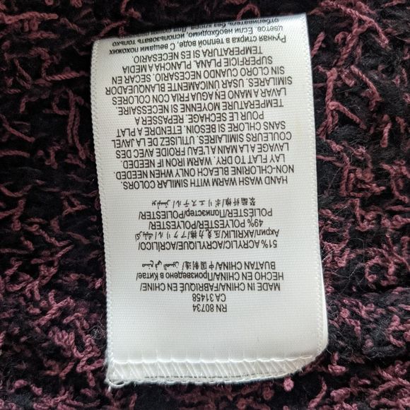 BCBGeneration Wine and Black Fuzzy Long Vest Size Small - Picture 10 of 10